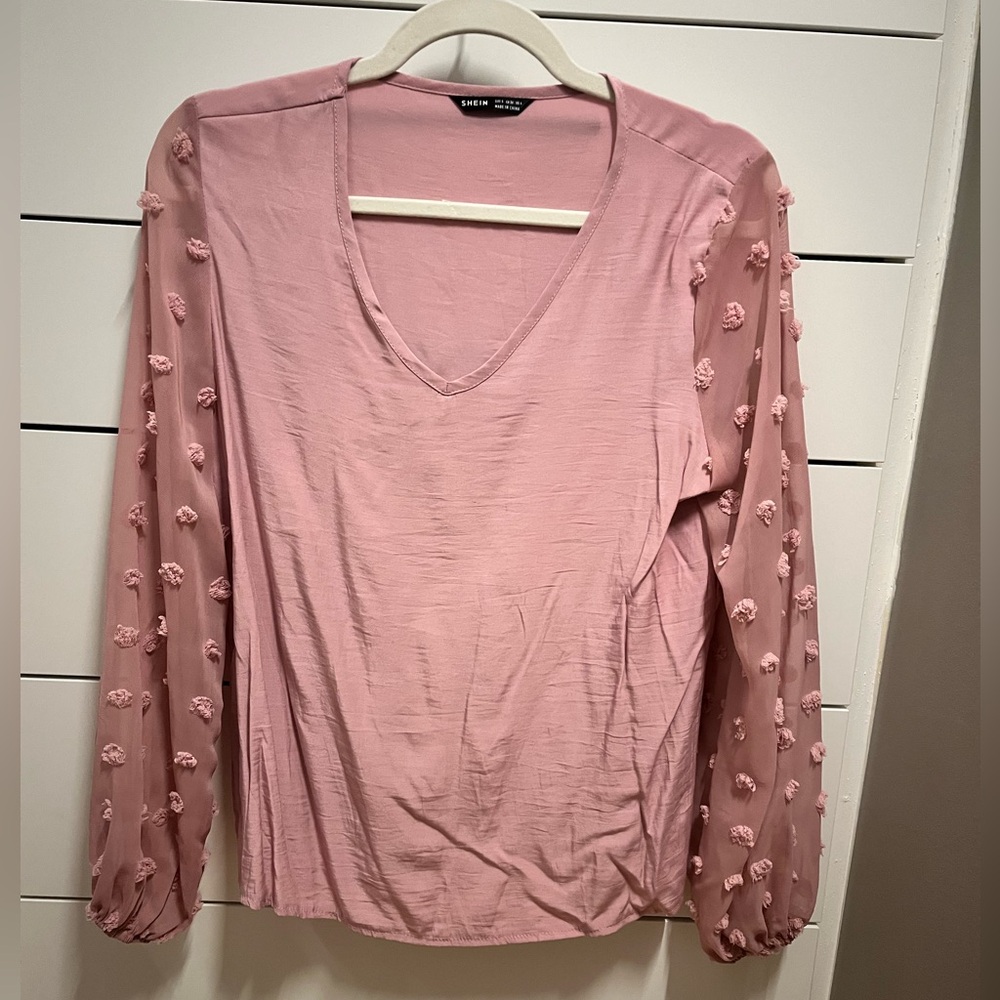 Shein Pom Pom Sleeve Blouse